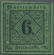 Württemberg - Marken Und Briefe: 1851, Ziffern 6 Kr. Schwarz Auf Blaugrün In Type III Ungebraucht Mi - Otros & Sin Clasificación