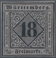 Württemberg - Marken Und Briefe: 1851, Ziffern 18 Kr. Schwarz Auf Bläulichviolett In Type II, Ungebr - Andere & Zonder Classificatie