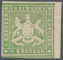 Württemberg - Marken Und Briefe: 1857, 6 Kr Gelblichgrün Mit Seidenfaden, Ungebraucht Mit Gut Erhalt - Sonstige & Ohne Zuordnung