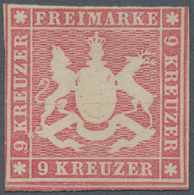 Württemberg - Marken Und Briefe: 1857, Wappen 9 Kr. Karminrosa Mit Seidenfaden, Ungebraucht Ohne Gum - Autres & Non Classés