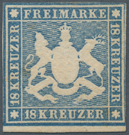 Württemberg - Marken Und Briefe: 1857, Wappen 18 Kr. Hellblau Mit Seidenfaden, Ungebraucht Mit Origi - Autres & Non Classés