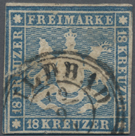 Württemberg - Marken Und Briefe: 1857, 18 Kreuzer Hellblau Sauber Entwertet Mit DKr WILDBAD, Die Mar - Sonstige & Ohne Zuordnung