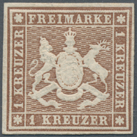 Württemberg - Marken Und Briefe: 1859, Wappen 1 Kr. Braun Ohne Seidenfaden, Ungebraucht Mit Vollem O - Sonstige & Ohne Zuordnung