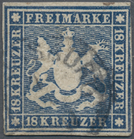 Württemberg - Marken Und Briefe: 1860, 18 Kreuzer Blau Gestempelt, Die Marke Ist Farbfrisch Und Voll - Otros & Sin Clasificación