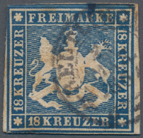 Württemberg - Marken Und Briefe: 1857, Wappen 18 Kr. Hellblau Ohne Seidenfaden, Links Oben/unten Kna - Autres & Non Classés