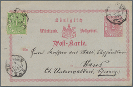 Württemberg - Ganzsachen: 1873/75, Drei Verschiedene Postkarten Wie Angegeben In Die Schweiz Versend - Sonstige & Ohne Zuordnung