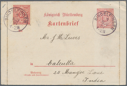 Württemberg - Ganzsachen: 1897, 10 Pfg.-Kartenbrief Mit Rand(!) Portorichtig Mit 10 Pfg. ZuF Ab Sind - Other & Unclassified