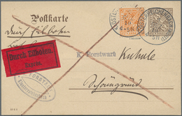 Württemberg - Ganzsachen: 1910, 3 Pf Ganzsachenkarte Mit Zusatzfrankatur 25 Pf Orange Als Eilboten V - Sonstige & Ohne Zuordnung