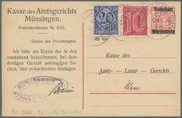 Württemberg - Ganzsachen: 1921, 10 Pf Karminrot Dienst-PK (Aufbrauch) Mit Zusatzfrankatur Dt. Reich- - Andere & Zonder Classificatie