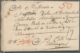 Württemberg - Besonderheiten: 1744, Incoming Mail Mit "DE TOULOUSE", Kpl. Zierstempel Auf Frühem Fal - Sonstige & Ohne Zuordnung