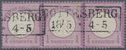 Deutsches Reich - Brustschild: 1872, Kleiner Schild ¼ Gr Violett Im Dreiersteifen Mit Ra2 "GOTTESBER - Lettres & Documents