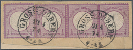 Deutsches Reich - Brustschild: 1872, Kleiner Schild ¼ Gr Violett Dreiersteifen Und Einzelmarke Auf B - Cartas & Documentos