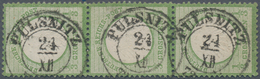 Deutsches Reich - Brustschild: 1872, Kleiner Schild 1/3 Gr Hellgrün Im Dreiersteifen Mit K2 "PULSNIT - Briefe U. Dokumente