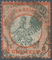 Deutsches Reich - Brustschild: 1872, Großer Schild ½ Gr. Orangerot Seltenem Blauem Postamts-Siegelst - Brieven En Documenten
