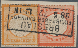 Deutsches Reich - Brustschild: 1872, Kleiner Schild ½ Gr Ziegelrot Und ½ Gr. Orangegelb Als Wertstuf - Storia Postale