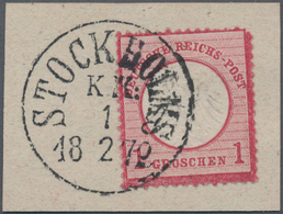 Deutsches Reich - Brustschild: 1872, Kleiner Schild 1 Gr Karmin Mit Schwedischem K1 "STOCKHOLM K.K:1 - Briefe U. Dokumente