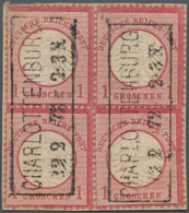 Deutsches Reich - Brustschild: 1872, Kleiner Schild 1 Gr. Karmin Im Viererblock Mit Ra2 "CHARLOTTENB - Storia Postale