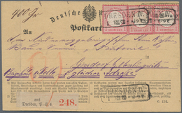 Deutsches Reich - Brustschild: 1872, 3 Stück 1 Groschen Karmin Kleiner Schild Entwertet Mit Ra2 DRES - Cartas & Documentos