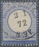 Deutsches Reich - Brustschild: 1872, 2 Groschen Ultramarin Kleiner Schild Glasklar Entwertet Mit K1 - Cartas & Documentos