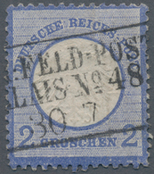 Deutsches Reich - Brustschild: 1872, Kleiner Schild 2 Gr Blau Mit Ra3 "K:PR:FELD-POST-RELAIS No.48 3 - Storia Postale