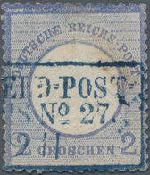 Deutsches Reich - Brustschild: 1872 Kleiner Schild 2 Gr Blau Mit Blauem Ra3 "K:PR:FELD-POST-RELAIS N - Brieven En Documenten