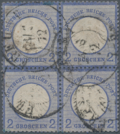 Deutsches Reich - Brustschild: 1872, Kleiner Schild 2 Gr Ultramarin Im Viererblock Mit K2 "ERFURT 24 - Brieven En Documenten
