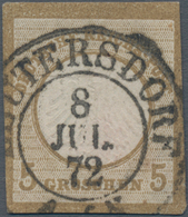 Deutsches Reich - Brustschild: 1872, 5 Gr. Ockerbraun Kleiner Schild UNGEZÄHNT, Entwertet Mit Ideal - Brieven En Documenten