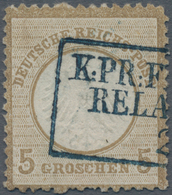 Deutsches Reich - Brustschild: 1872, Kleiner Schild 5 Gr Ockerbraun Mit Blauem Ra3 "K:PR:FELD-POST-R - Brieven En Documenten