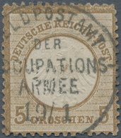 Deutsches Reich - Brustschild: 1872 Kleiner Schild 5 Gr Graubraun Mit Ideal-K1 "FELDPOSTAMT DER OCCU - Storia Postale