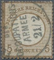 Deutsches Reich - Brustschild: 1872 Kleiner Schild 5 Gr Graubraun Mit Zentr. K1 "FELDPOSTAMT DER OCC - Brieven En Documenten