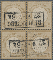 Deutsches Reich - Brustschild: 1872, Kleiner Schild 5 Gr. Ocker Im Viererblock Mit Ra2 "DÜRRENBERG 2 - Brieven En Documenten
