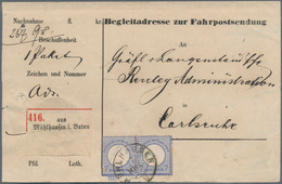 Deutsches Reich - Brustschild: 1872, Kleiner Schild 7 Kr. Ultramarin Im Paar Auf Vordruck-Fahrpostse - Storia Postale