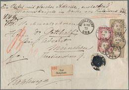Deutsches Reich - Brustschild: 1872, Kleiner Schild 3x 18 Kr. Graubraun Und 2x 3 Kr. Karmin Auf Wert - Brieven En Documenten