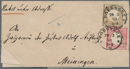 Deutsches Reich - Brustschild: 1872, Kleiner Schild 18 Kr. Graubraun Und Großer Schild 3 Kr. Karmin - Storia Postale