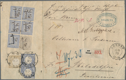 Deutsches Reich - Brustschild: 1873, ÜBERSEE-PAKET Mit Hoher 169 Gr.-Mischfrankatur Innendienstmarke - Storia Postale