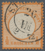 Deutsches Reich - Brustschild: 1872, Freimarken Brustschild ½ Gr Orange Kleiner Schild Mit Dem Selte - Storia Postale