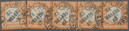 Deutsches Reich - Brustschild: 1872, Kleiner Schild ½ Gr. Orange Im 5er Streifen Mit K2 "STRASSBURG - Storia Postale