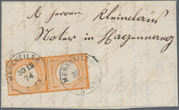 Deutsches Reich - Brustschild: 1872, 1/2 Groschen Orange, Senkr. Paar Auf Kleinem Faltbrief Von "MET - Storia Postale
