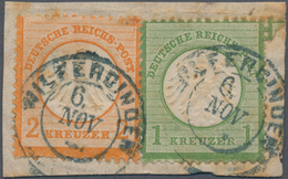 Deutsches Reich - Brustschild: 1872, "WILFERDINGEN" (B-W/Enzkreis) Blauer K2 Je Auf 2 Kreuzer Orange - Brieven En Documenten