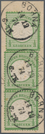 Deutsches Reich - Brustschild: 1872, Großer Schild 1/3 Gr. Dunkelgrün, Paar+Einzelmarke Auf Briefst. - Storia Postale