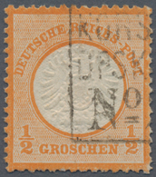 Deutsches Reich - Brustschild: 1872, Großer Schild ½ Gr Orange Mit Ra3 "KORSÖR-KIEL DPSK: POSTKT No. - Briefe U. Dokumente