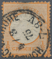 Deutsches Reich - Brustschild: 1872, Großer Schild ½ Gr. Orange Mit Doppelprägung Des Mittelstückes - Briefe U. Dokumente