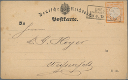 Deutsches Reich - Brustschild: 1872, Großer Schild ½ Gr. Orange Mit DOPPELPRÄGUNG Auf Postkarte Mit - Storia Postale