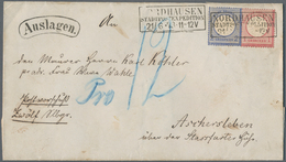 Deutsches Reich - Brustschild: 1872, Großer Schild 1 Gr Und 2 Gr Auf "Auslagen"-Brief Von Nordhausen - Brieven En Documenten