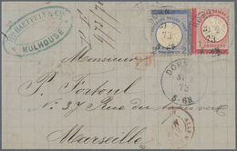 Deutsches Reich - Brustschild: 1872, Großer Schild 1 Gr Rot Und 2 Gr Blau BEIDE STARK VERZÄHNT Auf V - Storia Postale