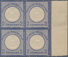 Deutsches Reich - Brustschild: 1872, Großer Brustschild 2 Gr. Blau, Im Postfrischen Luxus-Viererbloc - Storia Postale