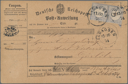 Deutsches Reich - Brustschild: 1872, Paar 2 Gr. Mit Plattenfehlern IV Und I Auf POSTANWEISUNGS-ÜBUNG - Brieven En Documenten