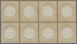 Deutsches Reich - Brustschild: 1874, Großer Schild 5 Gr. Hellockerbraun Achterblock Dabei Sechs Mark - Storia Postale