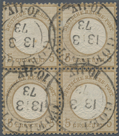 Deutsches Reich - Brustschild: 1872, Großer Schild 5 Gr. Braunocker VIERERBLOCK Mit K2 "GOERLITZ 13 - Storia Postale