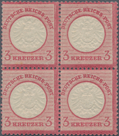 Deutsches Reich - Brustschild: 1872, Großer Schild 3 Kr. Im Viererblock, Dabei Obere Marken Mit Plat - Storia Postale